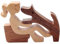 Holzfiguren,Familie Welpe Holz Schnitzerei Ornamente,Katzen Deko,Natürliches Massivholz Niedlich Welpen,Pferd,Kätzchen und Menschen Statue Skulptur,Hand Geschnitzte Home Decor (Frau und Welpen)