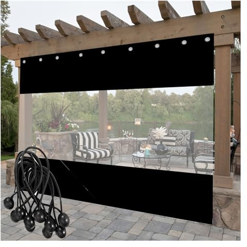 wasserdichte Abdeckplane Transparent，Außenvorhänge Transparent Carport Seitenwand Plane für Terrasse,Pavillon,Terrassen ZHZHXR (Color : Clear, Size : 2.6x3.5m(8.5x11.8ft))