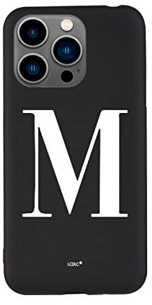 Personalisieren Sie Ihre iPhone 15 Pro MAX Flüssigsilikonhülle mit Initiale [Seidige Haptik] Personalisierbare Schutzhülle, [Fallschutz] (schwarz)