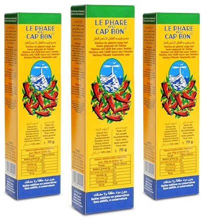 Harissa Paste 3er Set, Tunesische Chili-Paste mit Knoblauch, Koriander & Kreuzkümmel, 3x70g Gewürzpaste für Scharfe Soßen