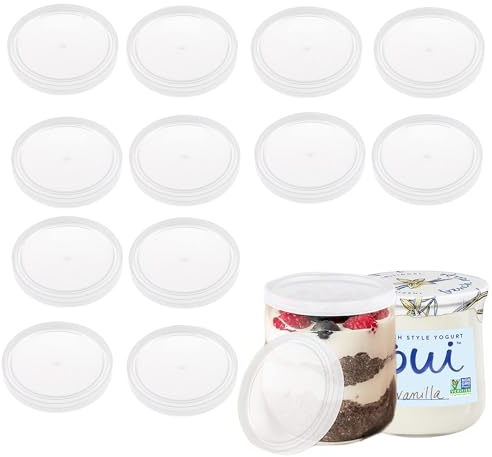Couvercle Pour Pot de Yaourt Compatiable avec Yogourt OUI,La Fermiere - 67mm,LOT 12 Capuchon Bouchon de Yaourt Pot Alimentaire