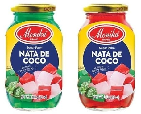 Nata de Coco ROT + GRÜN Pamai Pai® SET: 2 x 340g Kokosnussgel Würfel Monika Kokosgel
