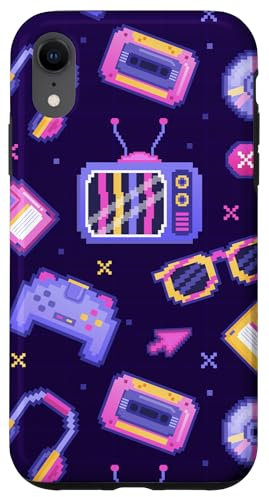Hülle für iPhone XR Case Lila Retro Gaming Funky Gamer Vintage Videospiel