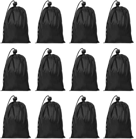 Lusofie 12 Stück Kleine Tasche mit Kordelzug Schwarze Stoffbeutel mit Kordelzug Aufbewahrungstaschen aus Oxford-Stoff Sporttasche Klein für Männer und Frauen Fitness Sport Reisen