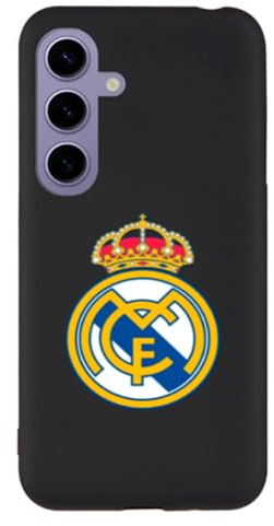 LA CASA DE LAS CARCASAS Schutzhülle für Samsung Galaxy S24, Real Madrid Wappen schwarz, Silikon, Flexibles Silikon, Offizielle Lizenz von Real Madrid, Schwarz