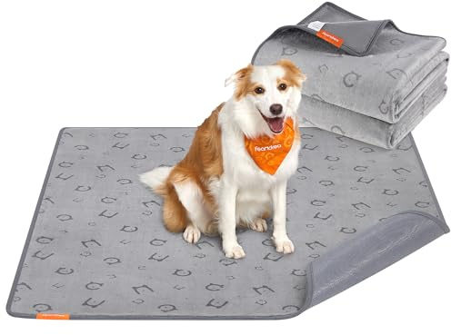 Feandrea Hundedecke, 2er Set, wasserdicht, auslaufsicher, 152 x 122 cm | Wiederverwendbare Hundematte, XL, rutschfest, saugfähig für Hunde, Katzen, Kaninchen, grau, BASCO Kollektion PTD004G01