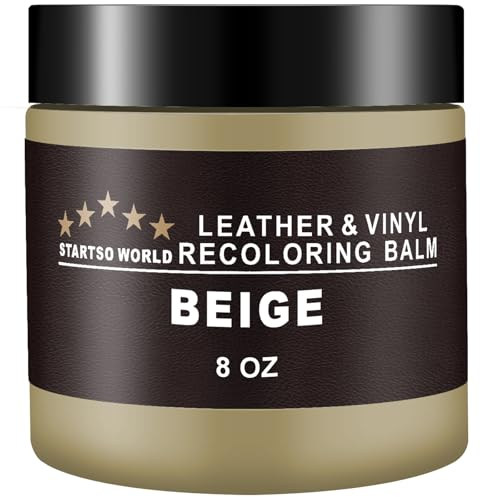 STARTSO WORLD Kit de Reparación de Cuero 200Ml Beige - para Muebles, Sofás y Asientos de Coche | Tinte y Pintura para Restaurar y Reparar Cuero Descolorido y Rayado