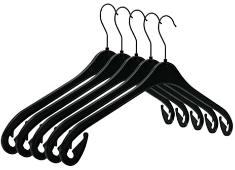 RSR Hangers Kleiderbügel NA 47 aus Kunststoff 20 Stück - Schwarzer Haken - Black Edition - 360° drehbarer Haken - Hemdenbügel - Blusenbügel - Jackenbügel - schwarz - schneller Versand