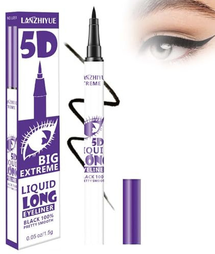 5D Liquid Eyeliner, Matte Eyeliner Stift, Makeup Kajalstift für Glatt Kein Verschmieren, Wasserdicht Langlebig, Schnell Trocknend, für Ein Alltägliches Augen Make up(Schwarz)