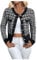 GORGLITTER Damen Kariert Cardigan Strickjacke Elegant Strickmantel Outwear Pullover Pulli Dünne Jacke Sweater mit Plaid Muster Schwarz und Weiß XL