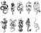 10 Feuilles Tatouage Temporaire,Tatouage réaliste de rose de serpent 3D corps épaule tatouages Fleurs Noires Ephemere Faux Tatouages pour Adultes Hommes et Femmes Enfants Halloween Tattoo Ephémères
