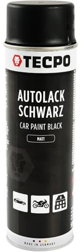 TECPO Peinture aérosol 500 ml noir mat pour carrosserie et jantes à séchage rapide