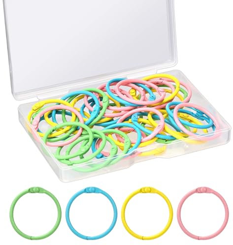 Arcjunys Buchringe Mehrfarben Buchbinderinge Metall Binderinge Ring Binder 30mm Karteikarten Ring Loseblatt Verbinder Ringe für Scrapbook Album Buch Binden 40 Stück