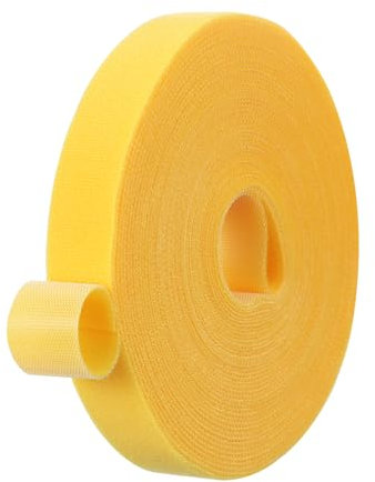 PATIKIL 0.8IN x 33FT Hook and Loop Tape, Double-Sided Nylon Strips Reusable Cable Ties Roll Multi-Purpose Cord Management Tape Wrap Fastener for Home Office, Yellow
