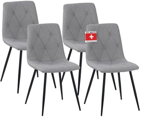 Albatros Esszimmerstuhl Dora mit Stoff Bezug, 4er Set Grau, stilvolles Vintage Design, belastbar mit 110Kg, Polsterstuhl - Moderner Küchenstuhl, Stuhl Esszimmer oder Esstisch Stuhl