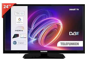 TELEFUNKEN 2025 Smart TV 24 HD Ready TE24553B45V2DZ, TV LED 24 Pollici con Alexa Integrata, Compatibile con Alexa e Google Assistant, Digitale DVB-T2, Dolby Vision HDR10, Dolby Audio