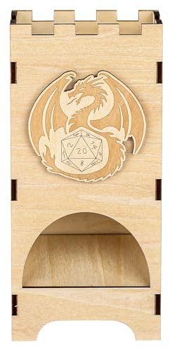 LKKCHER DESIGN Torre lancia dadi trasportabile, D&D Legno Drago Volante Vassoio per Dadi, giochi in scatola, Accessori per giochi di ruolo, Regali per giocatori di fantasy (Dadi non inclusi)