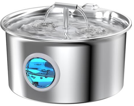 Fontaine a Eau Chat INOX: Fontaine à Eau pour Chats - 2.6L Fontaine a Eau - Fontaine Eau Chat Silencieux - Convient aux Chats, Chiens et Autres Animaux de Compagnie