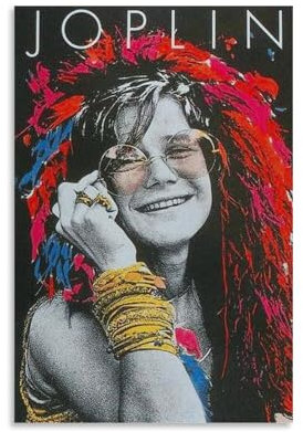 MOODYISLE Janis Joplin Peinture à l'huile sur toile imperméable et résistante aux taches Convient à tout style décoratif de chambre à coucher, salon, bureau, sans cadre, 20 x 30 cm