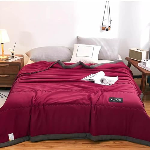 VgguDoe Kühldecke zum Schlafen, Rot, 200x220 cm | Leichte Sommerdecke, Für Zuhause und Reise, Cooling, Dünn, Frischegefühl für besseren Schlaf