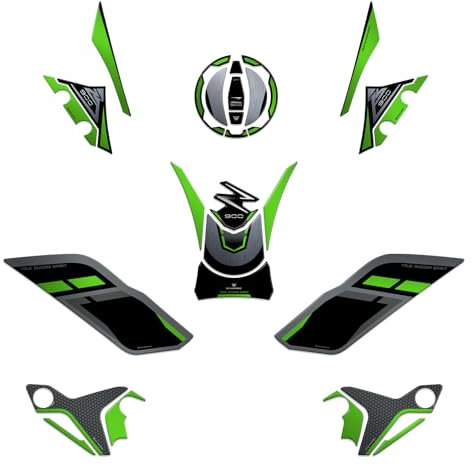 Resin Bike Kit Adhesivos Moto Compatibles con Kawasaki Z900 - Z900 SE 2025. Protection de Réservoir, Guardabarros, Paramanos de Choques y Arañazos de Moto. Kit Pegatinas 3D Resinadas Made in Italy
