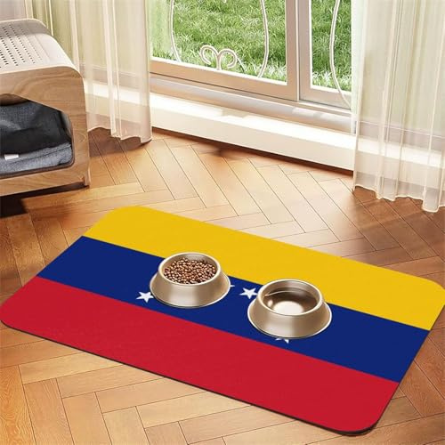 WZYCWB 40 x 60 cm große Flagge von Venezuela, bedruckte saugfähige Haustier-Tischsets, rutschfeste Futtermatten für Hunde und Katzen, Futternäpfe und Wasser-Tischsets