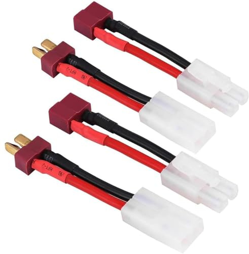 4 Stück Kompatibel mit Tamiya zu Deans T Adapterkabel, Kompatibel mit T Plug Stecker Adapter, 5 cm 14AWG Silikon Kabel, für RC Fahrzeuge und LiPo Batterien, Hochwertige Adapterkabel