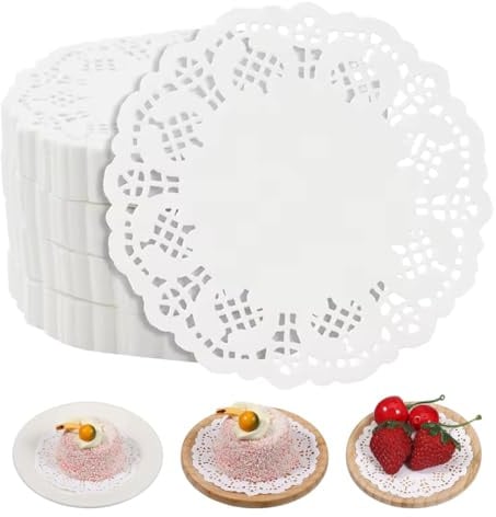 GNALIA Tortenspitze 150 Stück Weiß 9Cm 3,5 Zoll, Runde Papierdeckchen Für Hochzeit Und Geburtstag, Spitze Tischsets Zur Lebensmitteldekoration