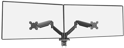 Mars Gaming MARM-PRO2, Dual-Monitorhalterung mit Doppelter Gasfeder bis 27, 360° Gelenkbewegung und Höhenverstellbar, Kompatibel mit VESA 75x75 und 100x100, Schwarz