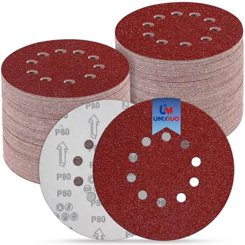 UMXIUO 18 Pcs 225mm Sanding Disc 60/80/120/180/220/320 Grit Sandpaper | 10 Hole Hook and Loop Sanding Pads for Drywall Sander Long Neck Sander Giraffe