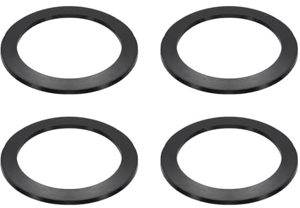 sourcing map 4 Pcs Flat Rubber Washers, 54mm/2.13 Rubber O Ring Seals Gasket Washers for 2 1/8 Inch Drain Pipe Sink Drains for Seals Repair Shower Hose Faucet Shower Head, Black
