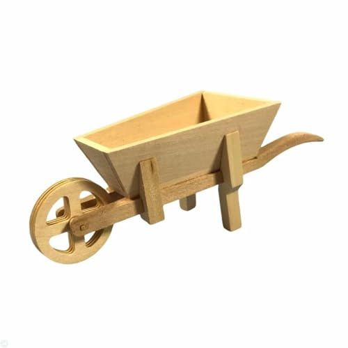 Yorkshire Miniatures Barewood Wheelbarrow, Dolls House Miniature Garden Accessory, 1:12 Scale,