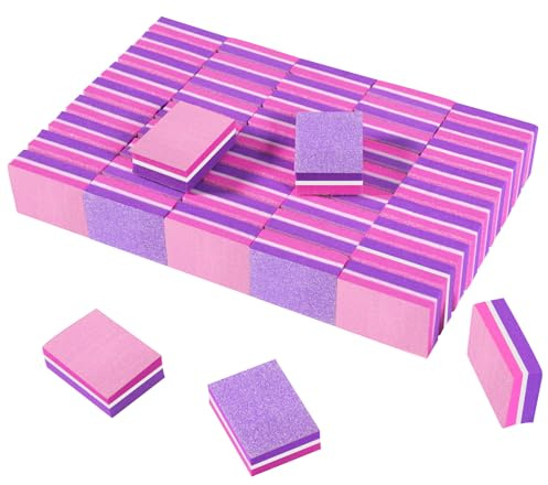 CGBE 50Pcs Mini Nail Buffer Blocks 180/100 Grit Sponge (Pink) | Professional Manicure Tools for Acrylic, Gel and Natural Nails. Durable Buffer Nail Files for Beauty Salon and Home Daily Use