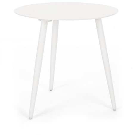 KONTE.DESIGN Runder Gartentisch Faro aus Aluminium, weiß, pulverbeschichtet, Ø50 cm