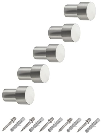 SOTECH 5 Stück Garderobenhaken TUULA aus Edelstahl massiv | inkl. Montagematerial 30 mm Gesamtlänge Wandhaken Handtuchhalter