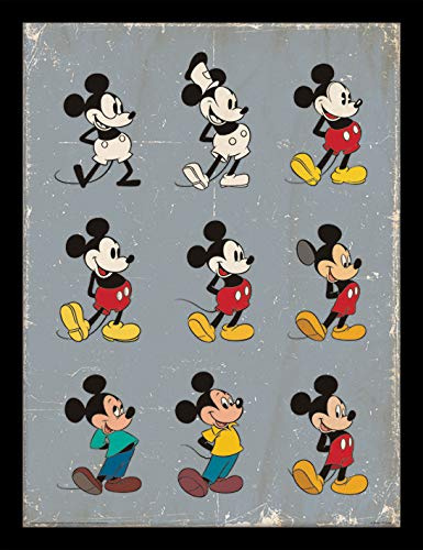 iPosters Mickey Mouse Evolution Framed Print - Overall Size: 36 x 46 cm (14 x 18 inches) Print Size: 30 x 40 cm
