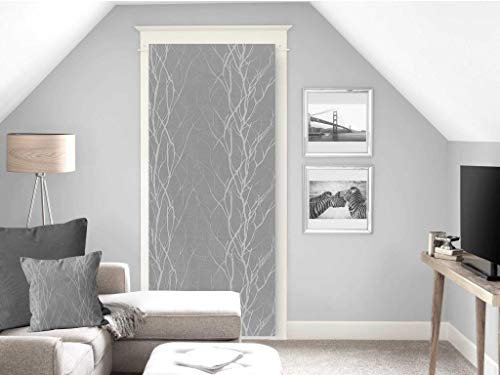 Soleil d'ocre, Liane Voile Porte fenêtre Dévoré, Polyester, Gris, 70x200 cm