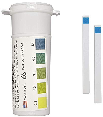 pH Test Strips for Wine Making, Homebrew, Acidity, 2.8 to 4.4 pH [Vial of 100 Plastic Strips]