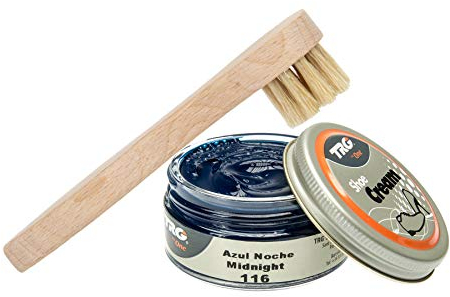 Langlauf Schuhbedarf TRG Schuhcreme mit Auftragsbürste Schuhpflege-Set (dunkelblau 116)