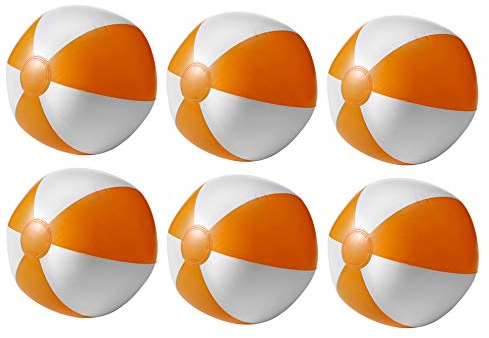 noTrash2003 Set aus 6 Aufblasbare Wasserbälle Strandbälle Beachball Urlaub Beach Strand Pool (Orange)