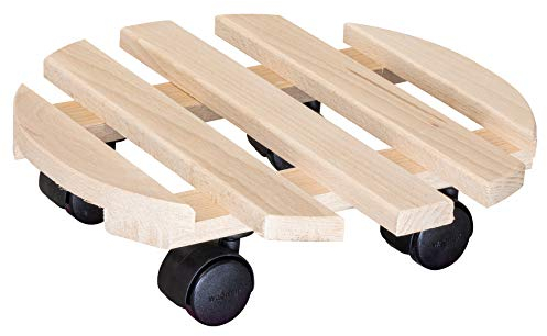 Wagner Support à roulettes pour Pot de Fleur PALETTI Ø 30 x 8 cm I pour l'intérieur I Roule Pot en Bois Massif d' hêtre certifié FSC®, Naturel I Capacité de Charge 100 kg I Made in EU - 20031801