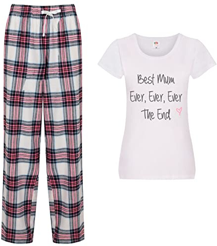 60 Second Makeover Limited Best Mum Ever Ever The End Pyjamas For Women Mum Birthday Gifts Pjs For Women Sets Ladies Tartan Trouser Bottoms Pyjama Mothers Day