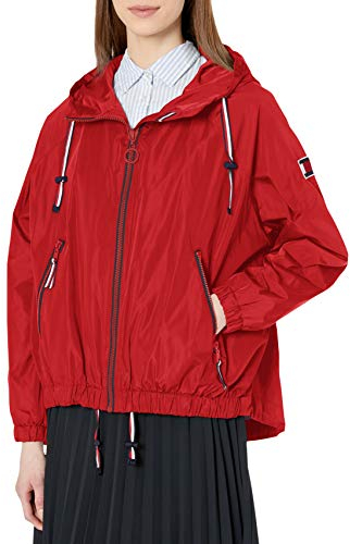 Tommy Hilfiger Damen Classic Water-Resistant Rain Jacket Windbreaker, Purpur, XL