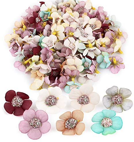VINFUTUR 150 Stücke Künstliche Blumen Gänseblümchen Blütenköpfe Kunstblumen Blumenköpfe Bunt Mini Seidenblumen für Basteln Scrapbooking Hochzeit Party Home Deko - Zufällige Farbe