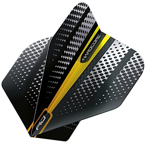 RED DRAGON Hardcore Radical Yellow Flash Dart Flights - 4 Sets Per Pack (12 Dart Flights in total)