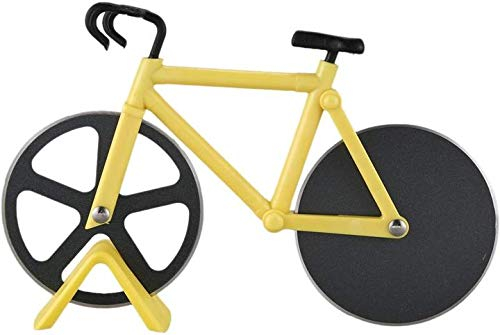 Aeromdale Fahrrad Pizzaschneider Rad Stahl Kunststoff Fahrrad Roller Pizza Chopper Slicer Küche Gadget Gelb