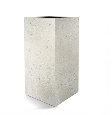 Luca Lifestyle Pflanzkübel ''Grigio High Cube'' Creme Weiß Eckig Hoch Fiberglas *5 Jahre Garantie* - 40x40x100 cm - Premium Qualität - F1642