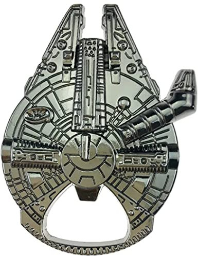 Han Solo's Faucon Millenium – Décapsuleur aspect vaisseau spatial, aspect acier inoxydable, 60 x 45 mm, cadeau amusant pour les fans de Star Wars
