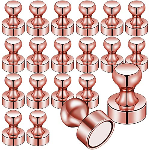 LOVIMAG 20 PCS Refrigerator Magnets, Rose Gold Fridge Magnet Strong Magnets for Whiteboard, Small Neodymium Magnetic Ideal for Push Pin, Office, Classroom, Map