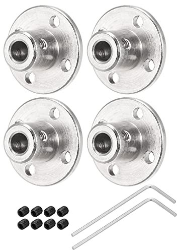 sourcing map 4pcs 5mm Flange Coupling Connector, Shaft Axis Fittings for DIY RC Model Motors, with 8pcs Fastening Screw 2pcs M1.5 Hex Wrench